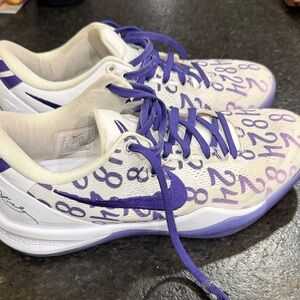 Nike Women's White and Purple Numbered Sneakers